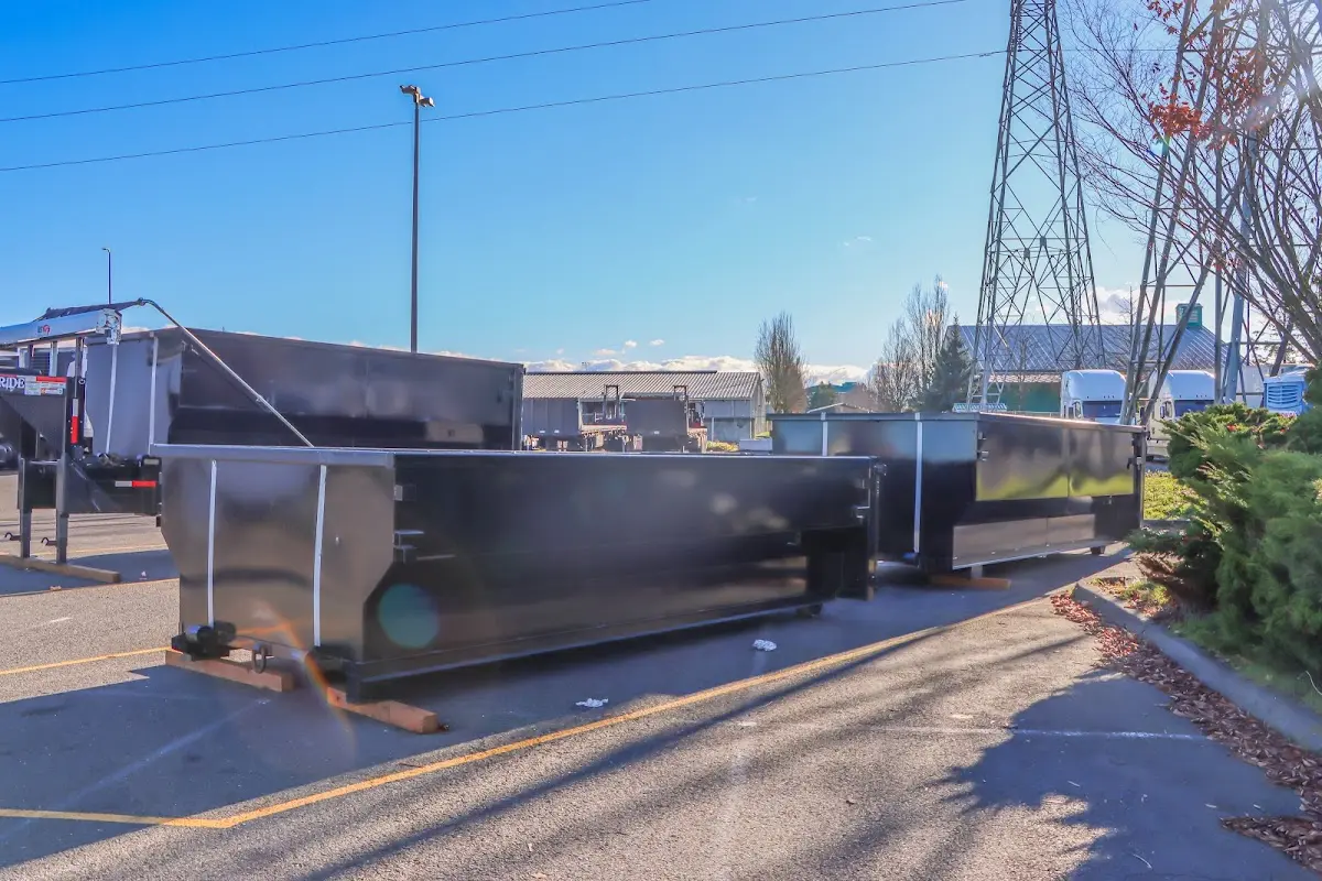 Roll-off dumpster ready for waste disposal at job site for Concrete Dumpster Rental in Branchburg